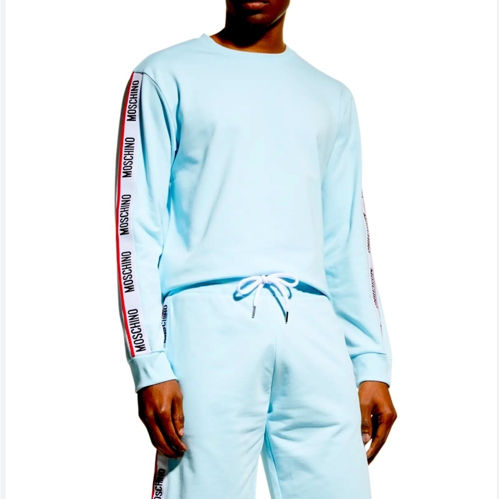 MOSCHINO Men’s Logo Tape Crewneck Sweatshirt